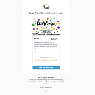 Kids Wonder eGift card