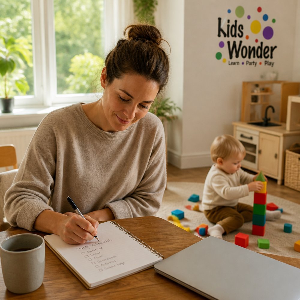Checklist outlining the essential steps for planning a successful toddler birthday party.